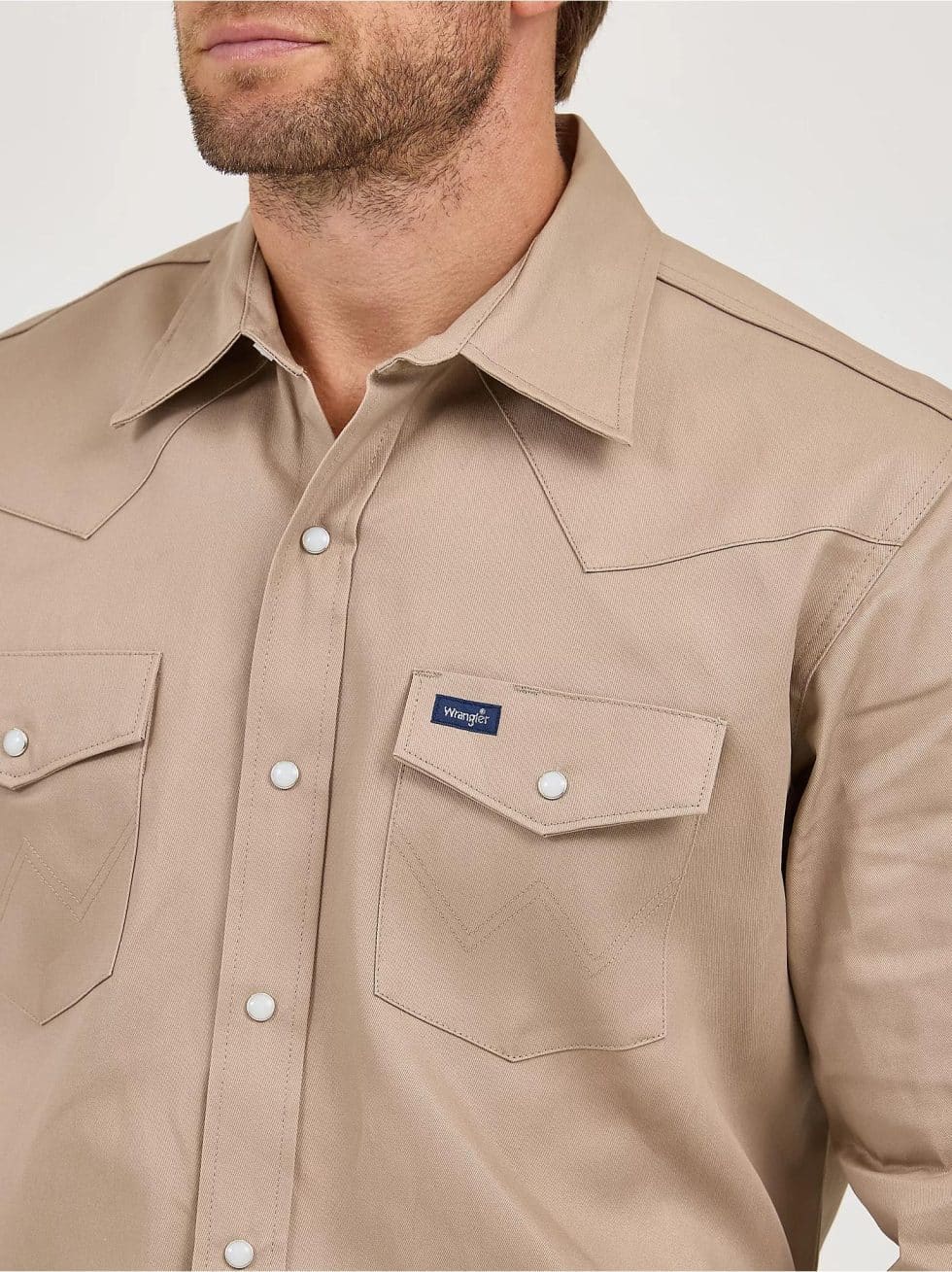 WRANGLER KHAKI SNAP WORK SHIRT - Image 3
