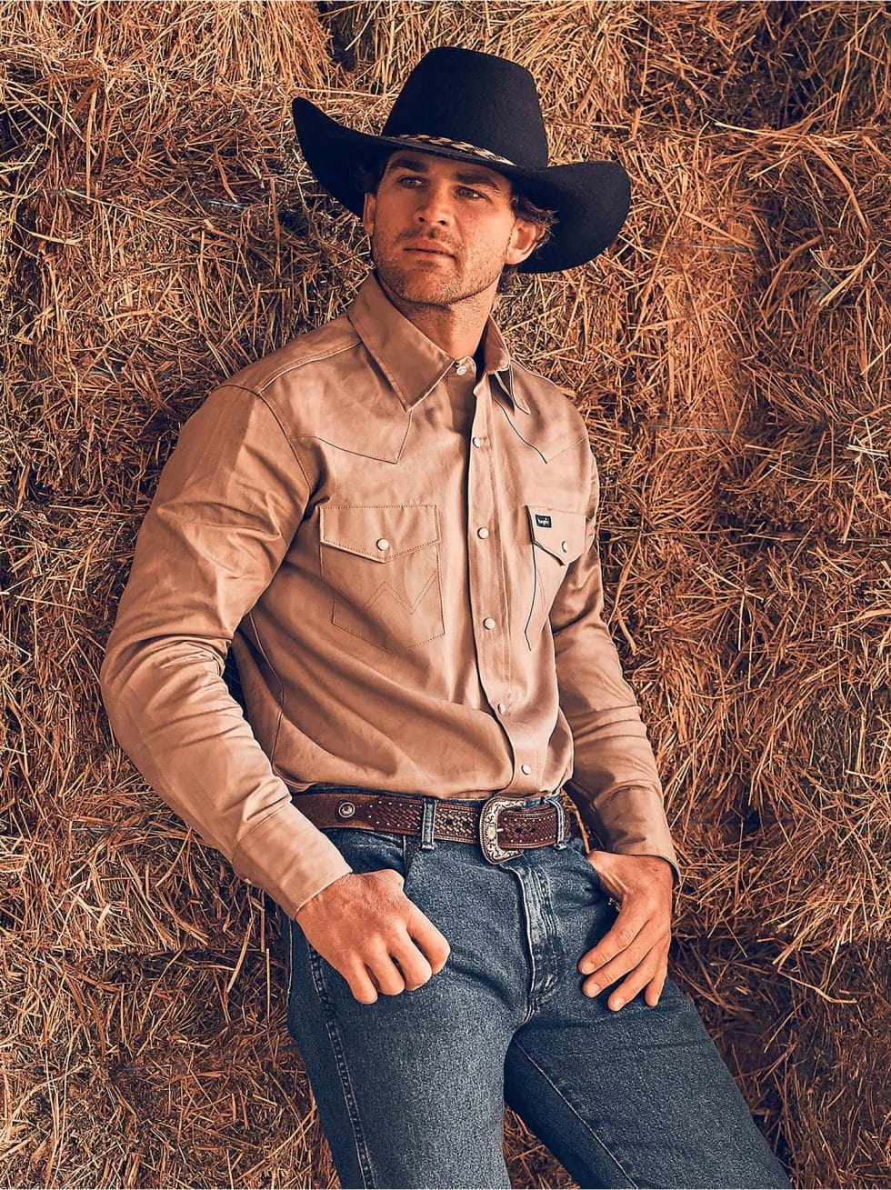 WRANGLER KHAKI SNAP WORK SHIRT - Image 5