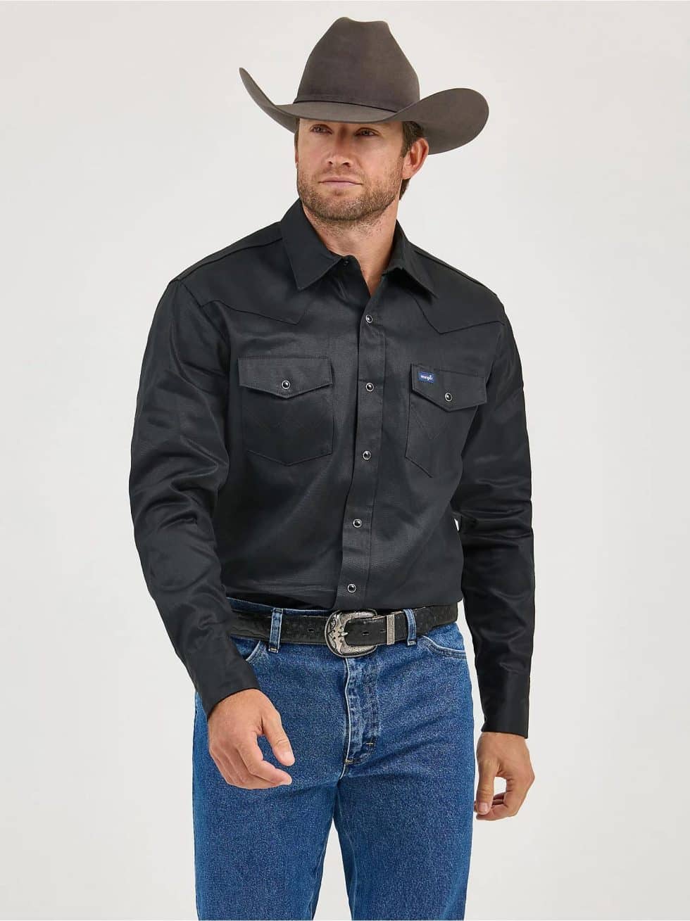 WRANGLER BASIC BLK TWILL SNAP - Image 6