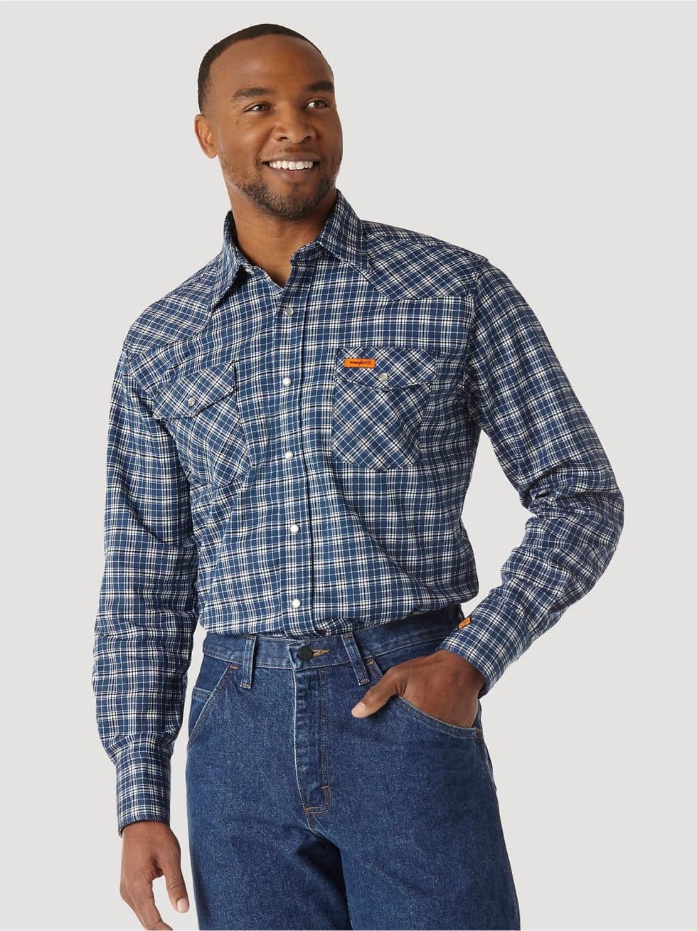 WRANGLER FR NAVY PLAID