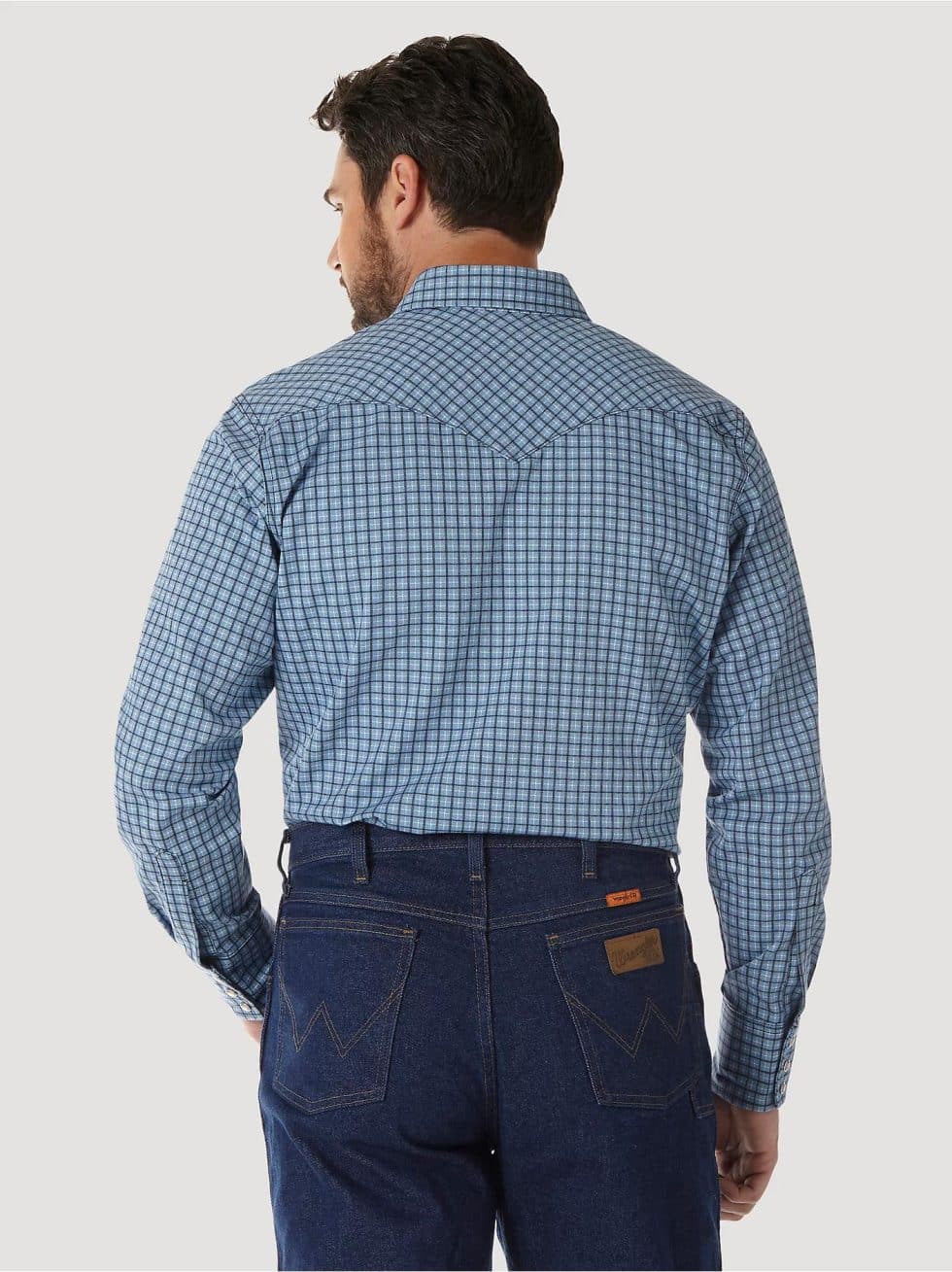 WRANGLER FR BLUE PLAID SNAP - Image 3