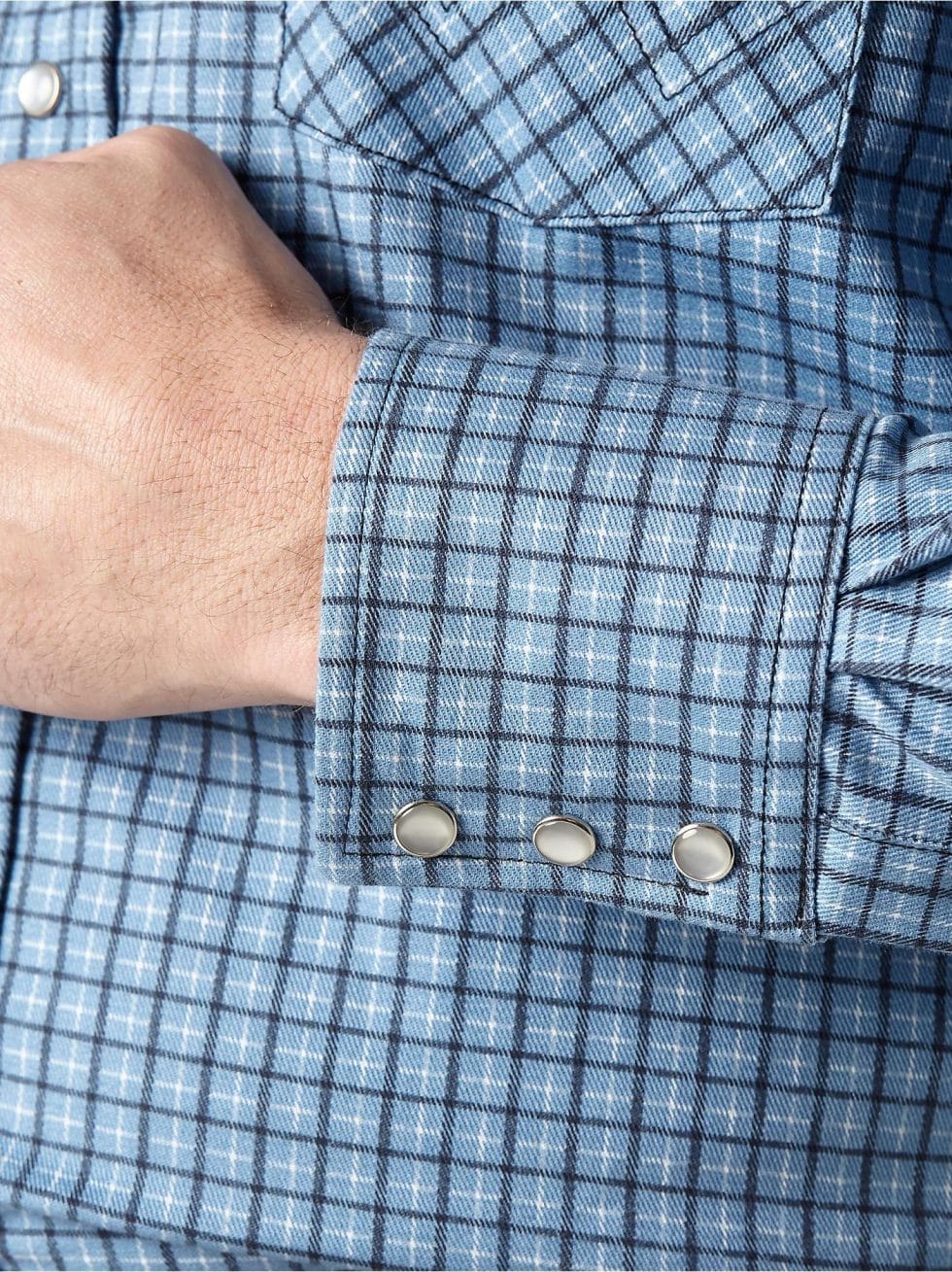 WRANGLER FR BLUE PLAID SNAP - Image 4