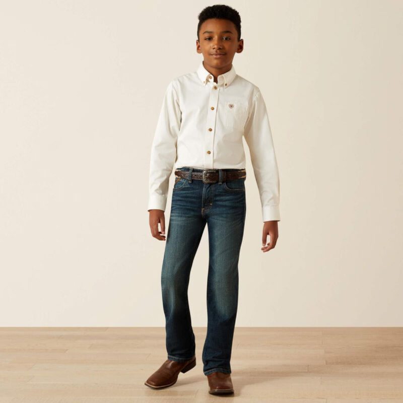 ARIAT INTERNATIONAL INC BOYS SOLID TWILL WHITE