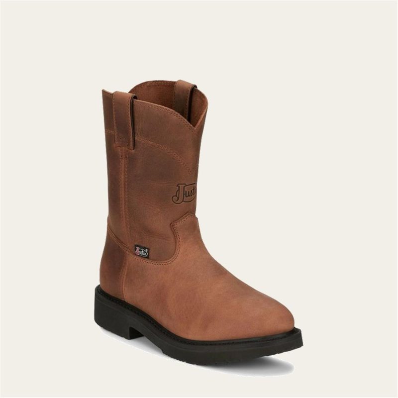 JUSTIN WORKBOOTS JW-68 PULL ON RD PT