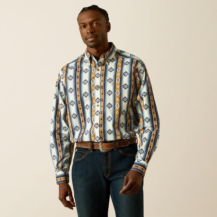 ARIAT BLUE MNS SHILO LS SHIRT