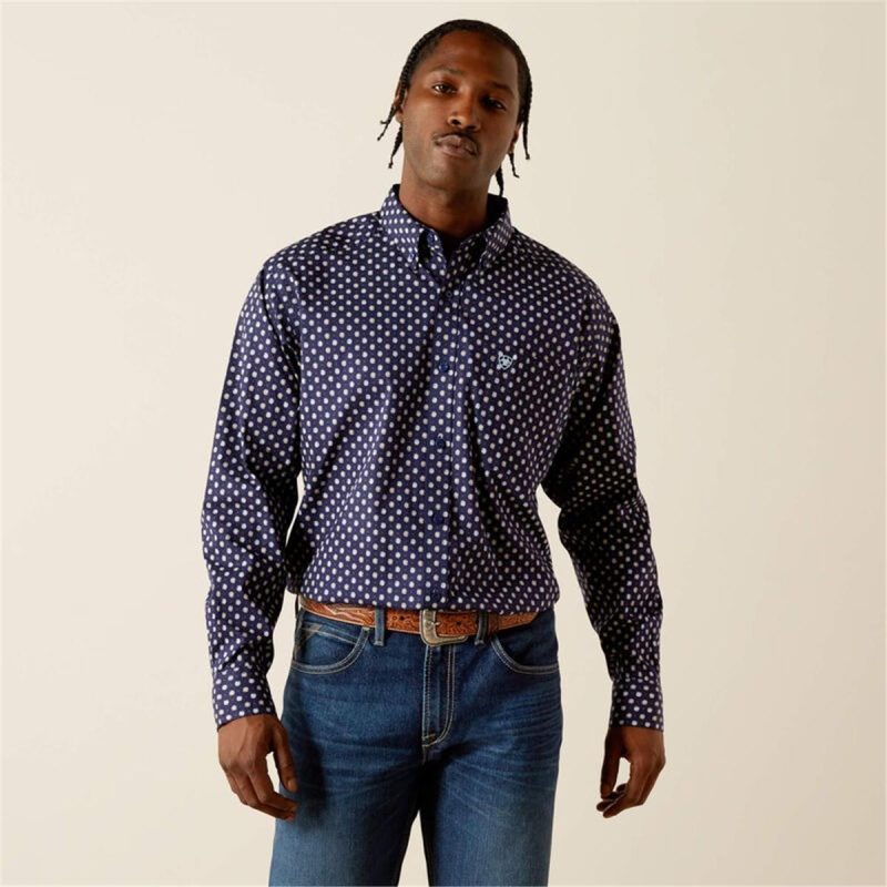 ARIAT DARK BLUE MNS STONE LS SHIRT - Image 3
