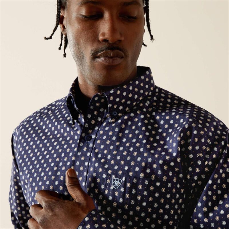 ARIAT DARK BLUE MNS STONE LS SHIRT - Image 5