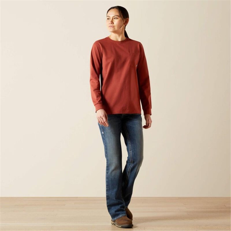 ARIAT BARN RED WMS FR PIMA STRETCH