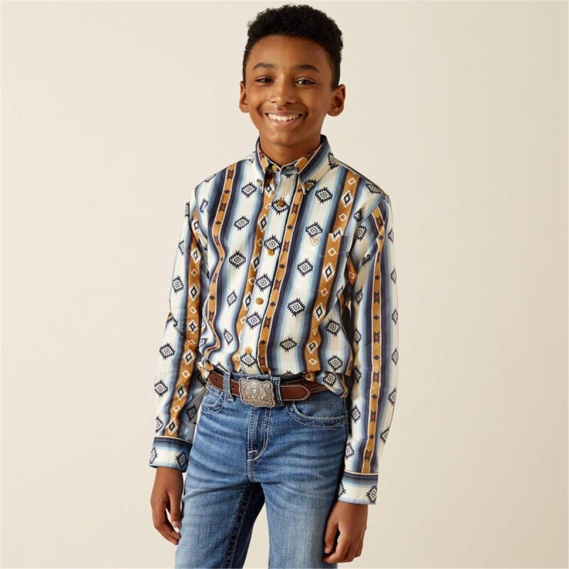 ARIAT BLUE BOYS SHILO LS SHIRT - Image 3