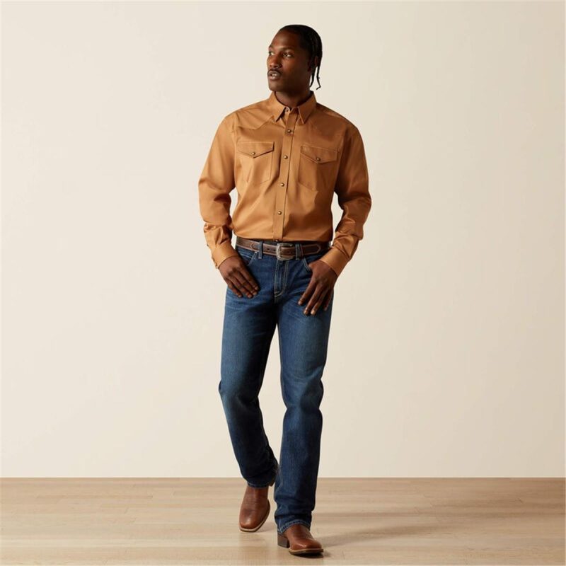 ARIAT TAN MNS SOLID TWILL SNP LS SHR