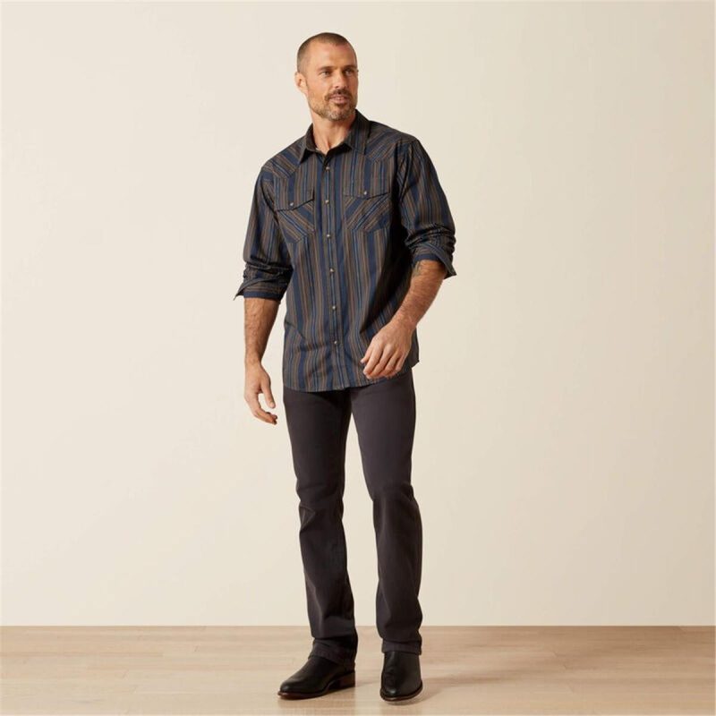 ARIAT NAVY MNS HORNE RETRO  SNP LS SH - Image 4