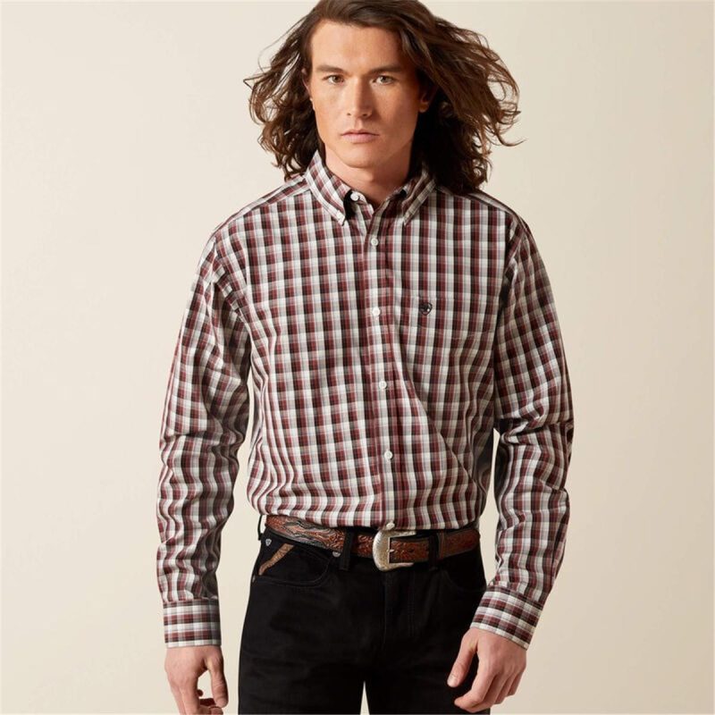 ARIAT BROWN MNS WF ATLAS FTD LS SHRT