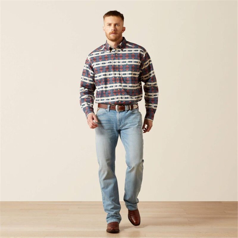 ARIAT DARK BLUE MNS WILDER  LS SHRT - Image 4