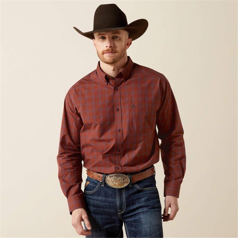 ARIAT NAVY MNS PRO WRENN LS SHRT