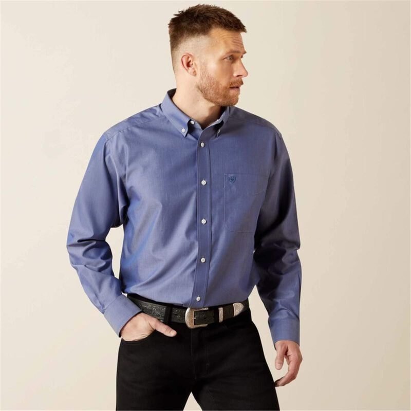 ARIAT BLUE MNS WF SOLID PINPOINT OXF