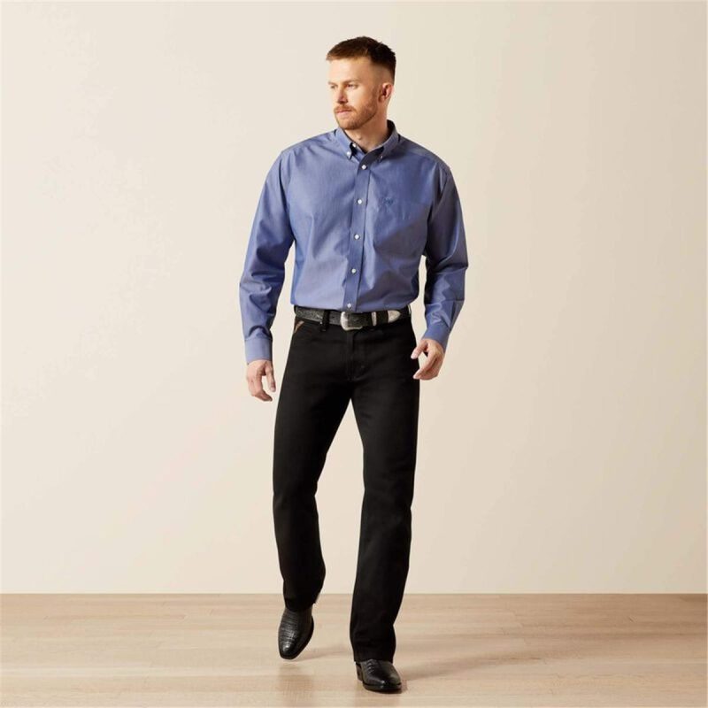 ARIAT BLUE MNS WF SOLID PINPOINT OXF - Image 4