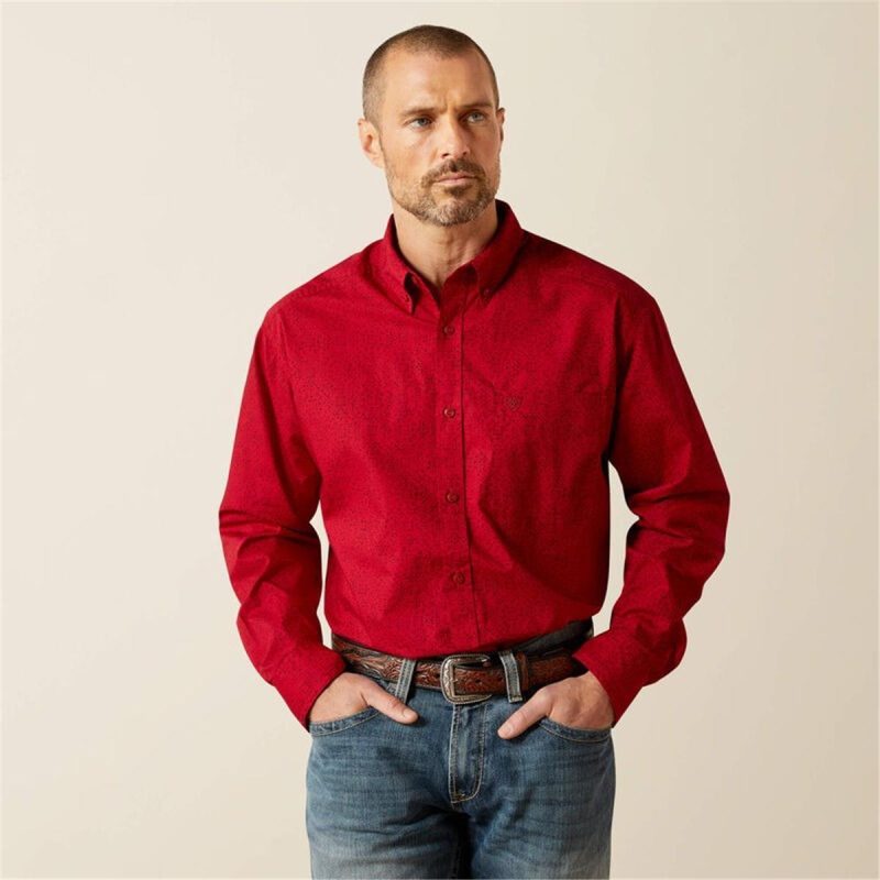 ARIAT RED MNS TYSON LS SHIRT