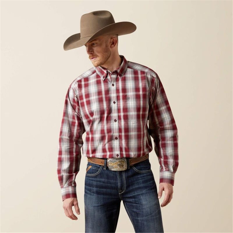 ARIAT DARK RED MNS PRO TILLMAN LS SH