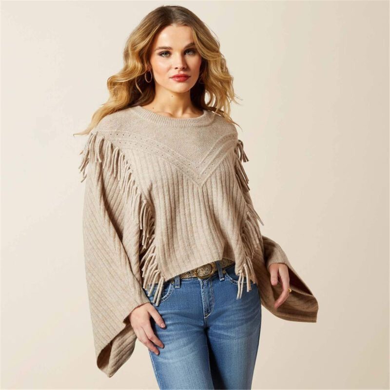 ARIAT OATMEAL HEATHER WMS LIA PONCHO