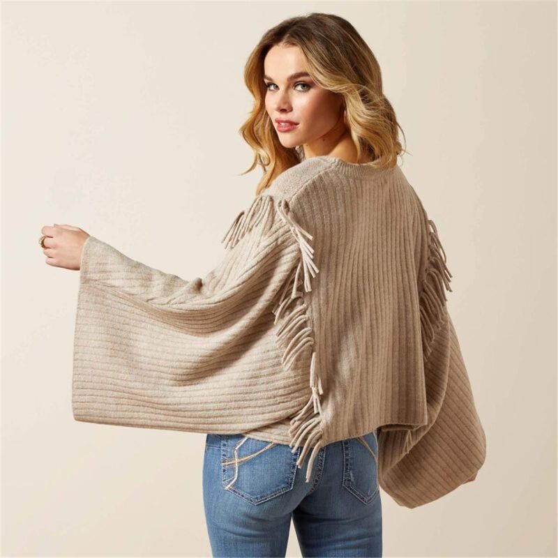 ARIAT OATMEAL HEATHER WMS LIA PONCHO - Image 3