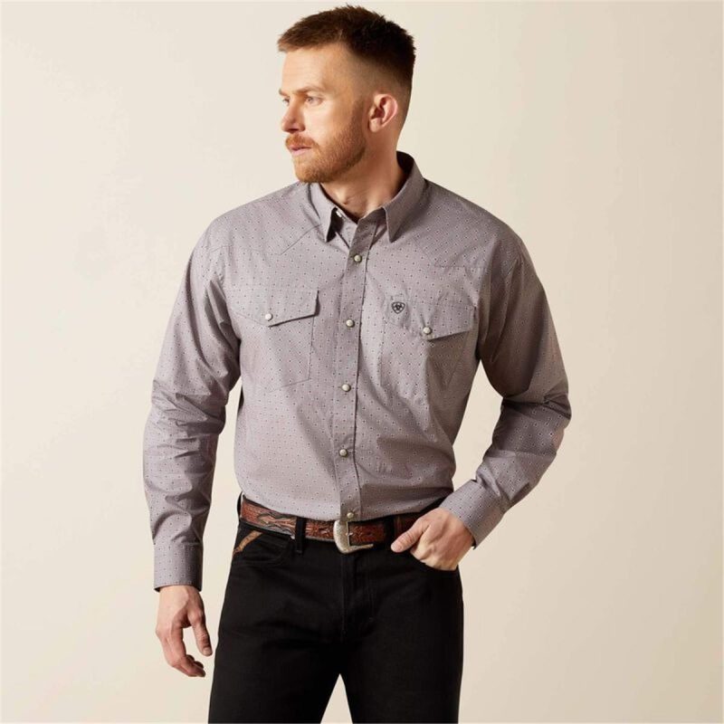 ARIAT GREY MNS FRED SNP LS  SHIRT
