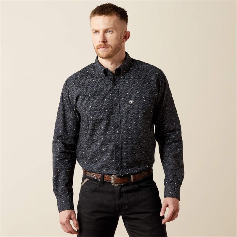 ARIAT NAVY MNS WHEATON FTD  LS SHRT