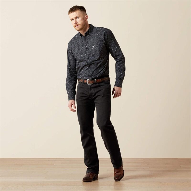 ARIAT NAVY MNS WHEATON FTD  LS SHRT - Image 4