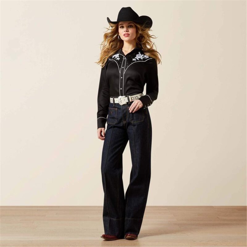 ARIAT BLACK WMS VIVA RODEO  LS SHIRT - Image 4