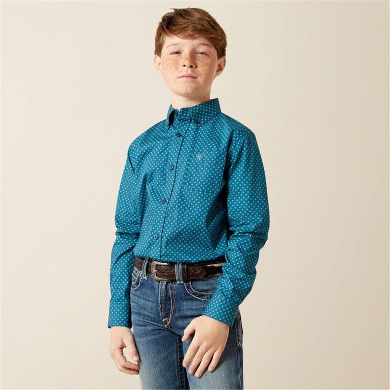 ARIAT DARK TEAL BOYS TYCE LS SHIRT