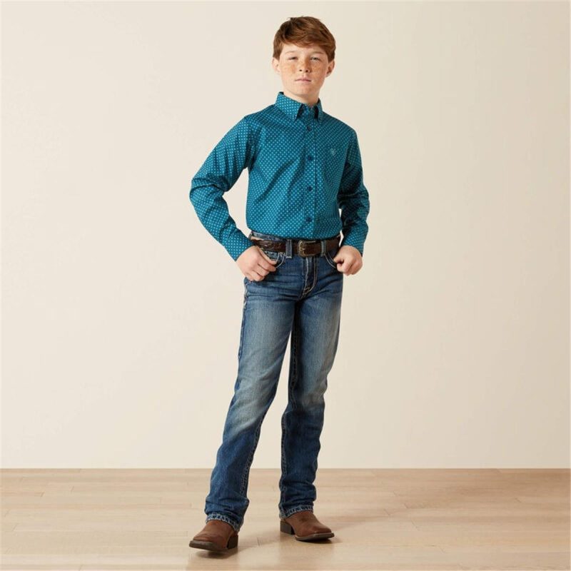 ARIAT DARK TEAL BOYS TYCE LS SHIRT - Image 4