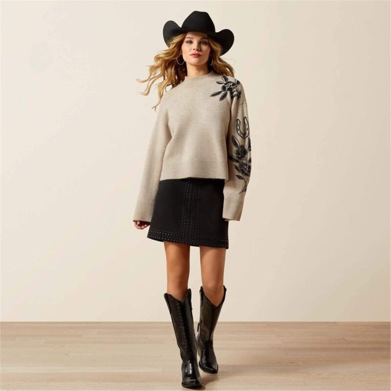 ARIAT OATMEAL HEATHER WMS ALL IN EMB - Image 4