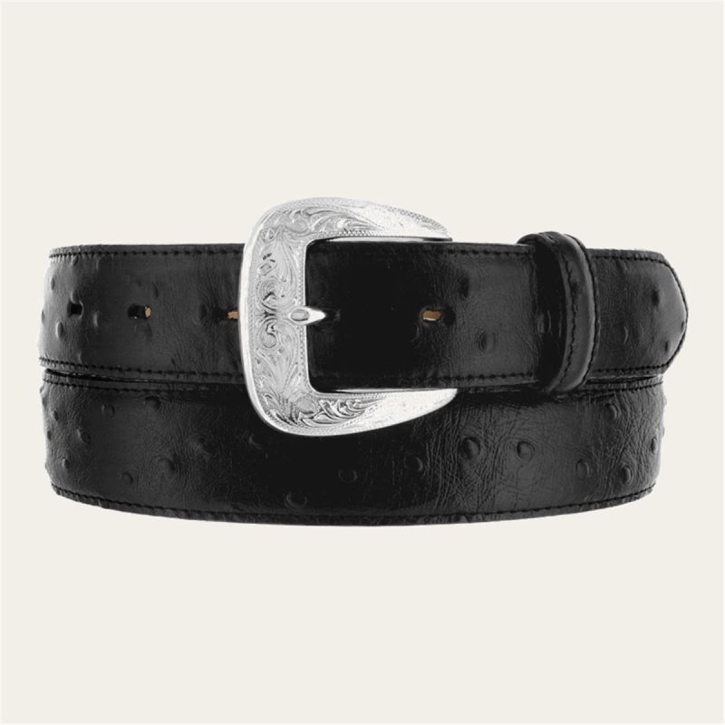 LEEGIN BLACK OSTRICH PRINT BELT