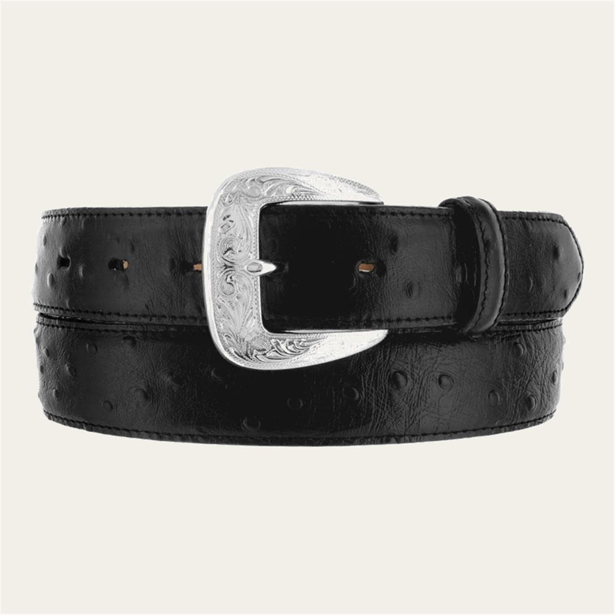 LEEGIN BLACK OSTRICH PRINT BELT