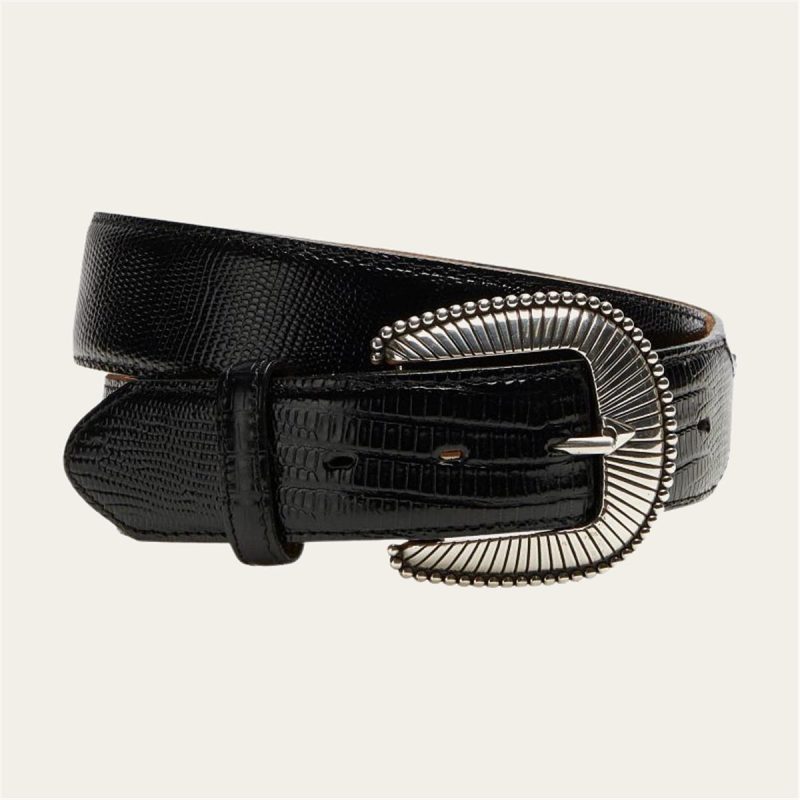 LEEGIN BLACK LIZARD PRINT BELT