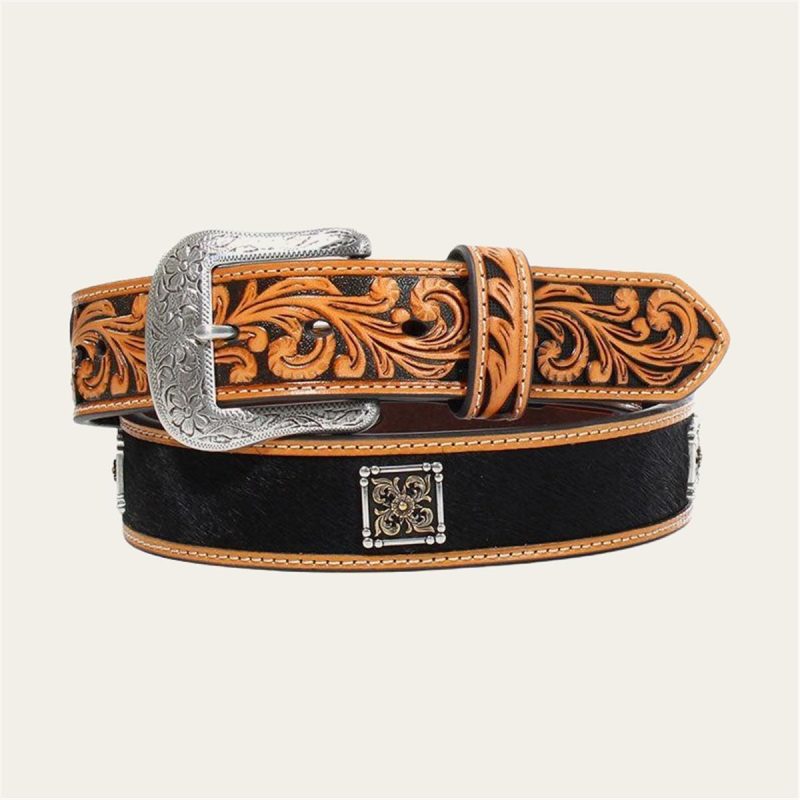 M & F WESTERN PRODUCTS FLORAL TOOLED LEATHER BELT