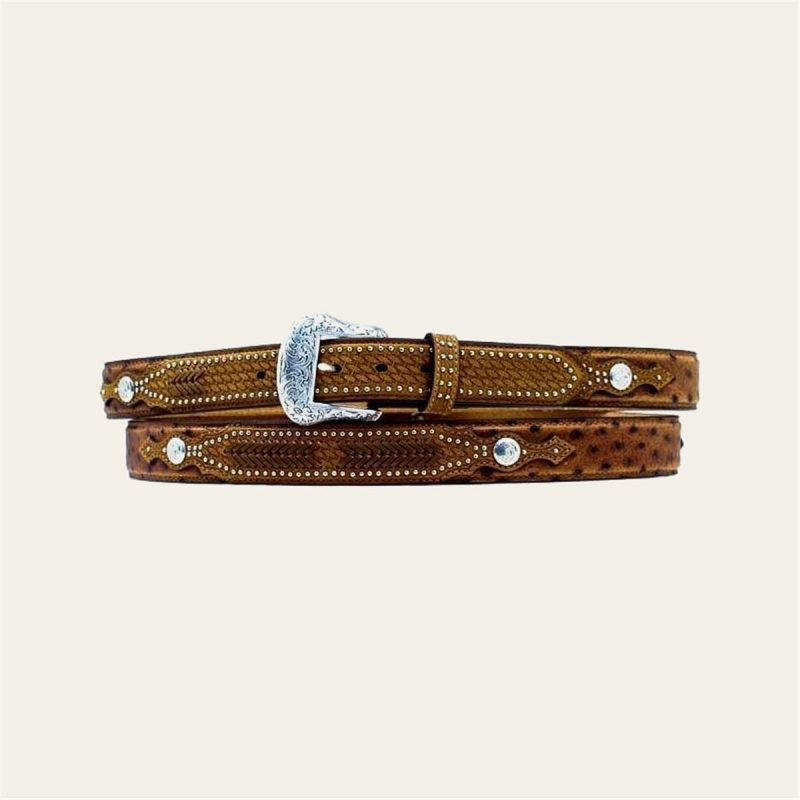 M & F WESTERN PRODUCTS COGNAC OSTRICH PRINT BELT