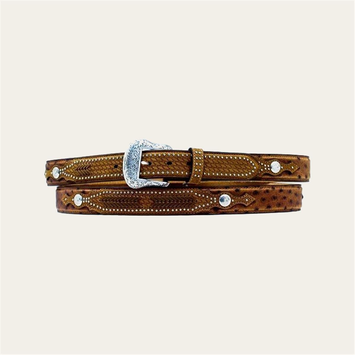 M & F WESTERN PRODUCTS COGNAC OSTRICH PRINT BELT