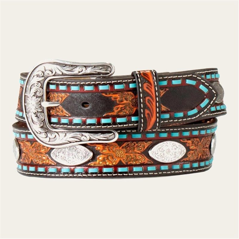 M & F WESTERN PRODUCTS LEATHER EMBOSSED BELT