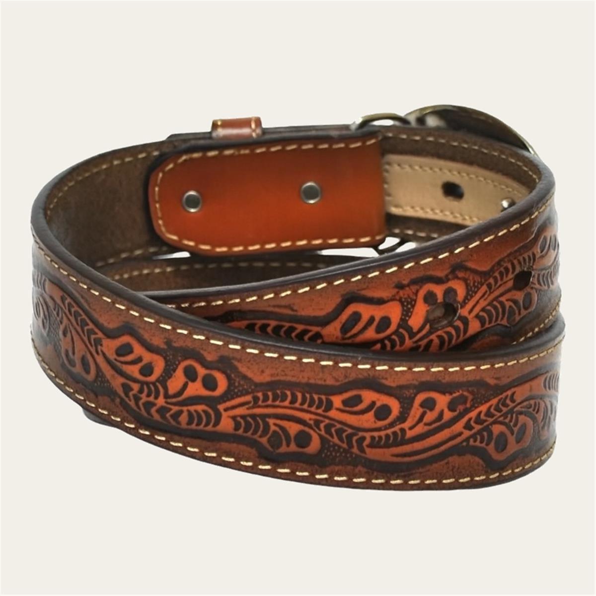 M & F WESTERN PRODUCTS BROWN TOOLED LEATHER BELT - Image 3