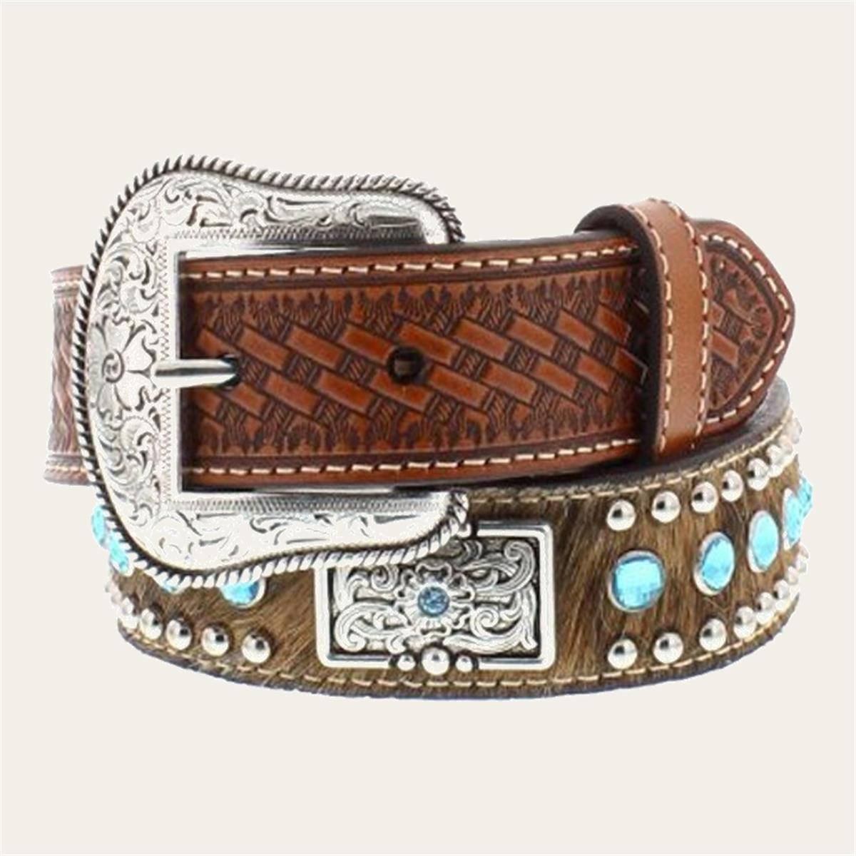M & F WESTERN PRODUCTS LEATHER & CALF HAIR BELT