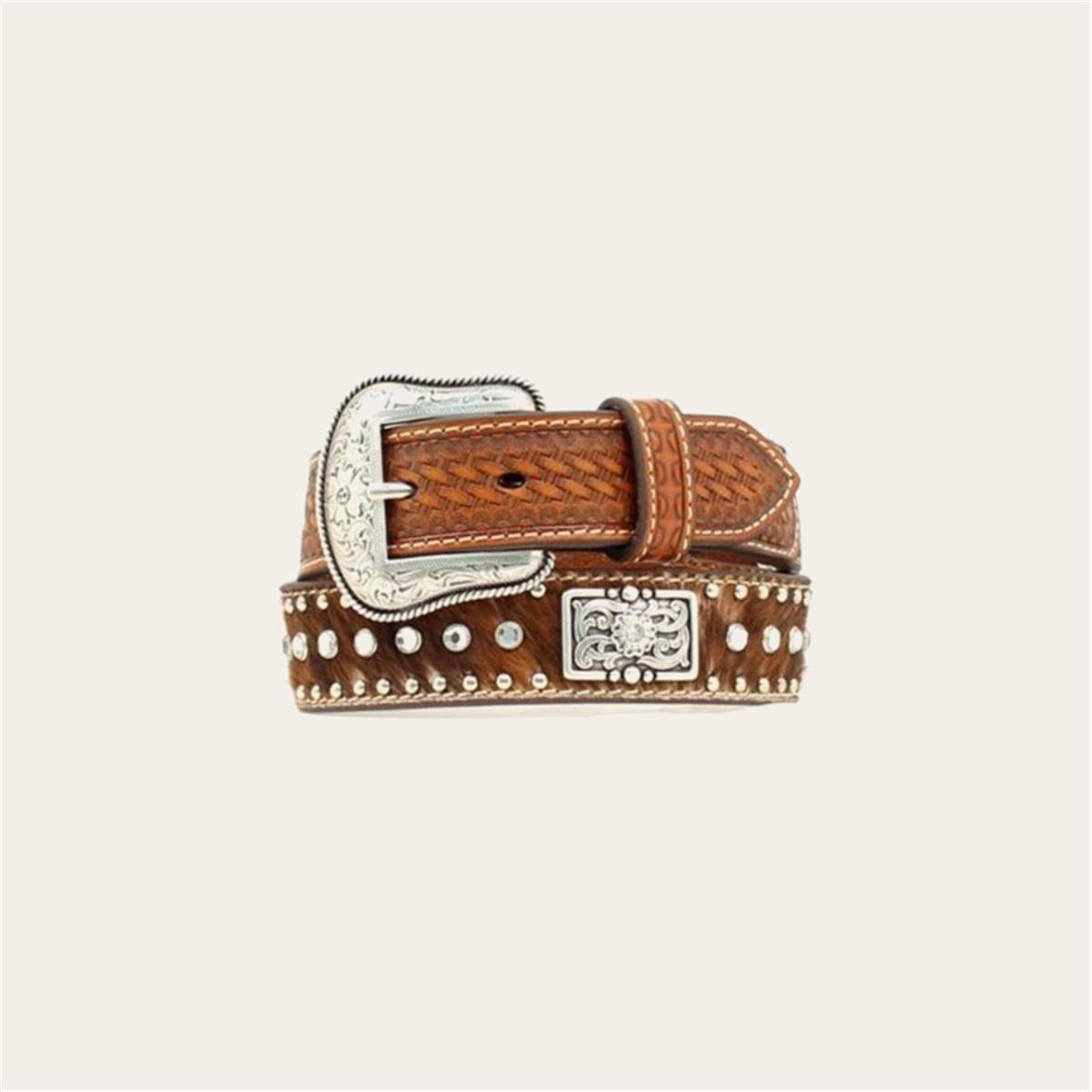 M & F WESTERN PRODUCTS LEATHER & CALF HAIR BELT