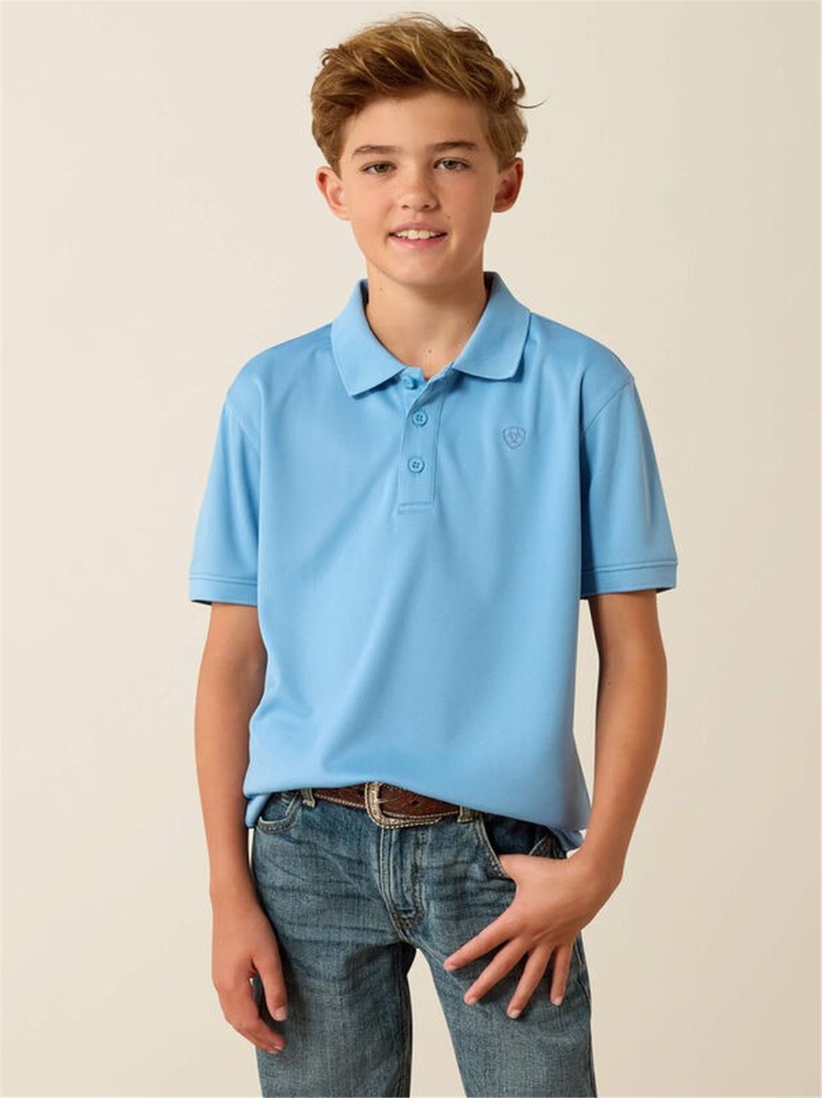 ARIAT BOYS' TEK SHORT SLEEVE POLO SHIRT