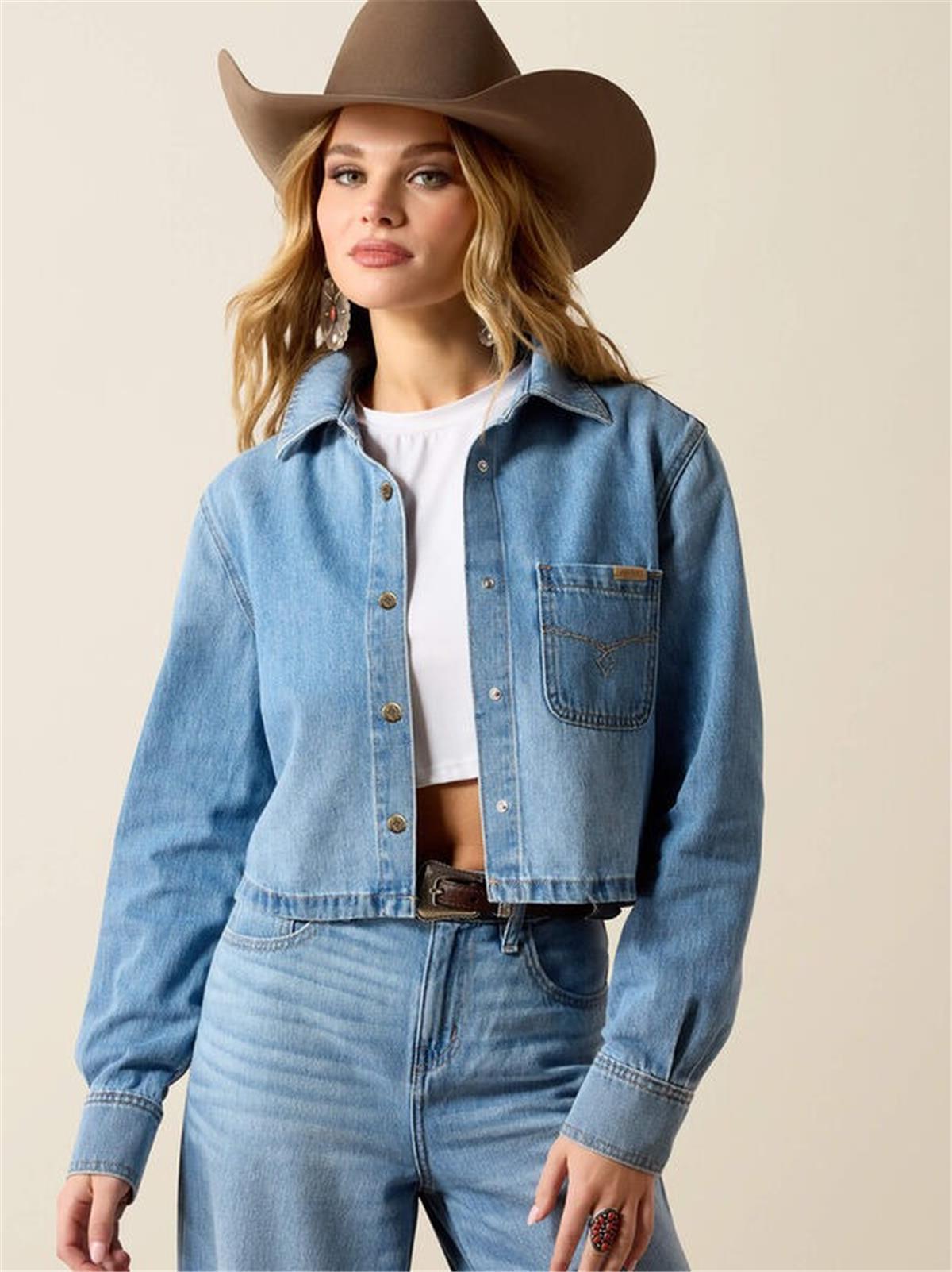 ARIAT WOMEN'S CROPPED DENIM SNAP SHIRT