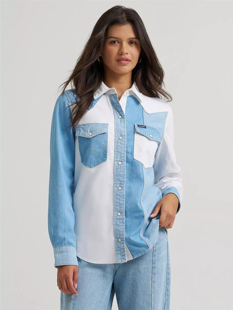 WRANGLER WOMEN'S RETRO BOYFRIEND DENIM SNAP SHIRT