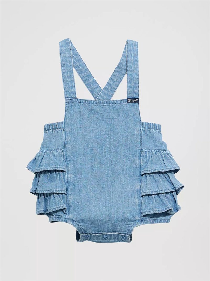 WRANGLER BABY GIRLS' DENIM RUFFLE BODYSUIT