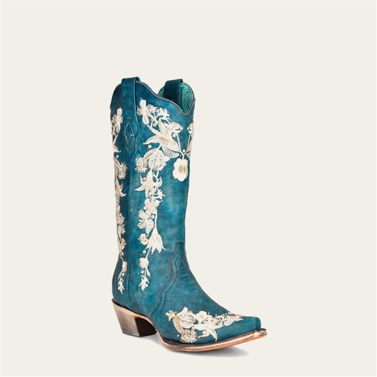 CORRAL BOOTS CO-182 WOMEN'S FLORAL SNIP TOE BOOT
